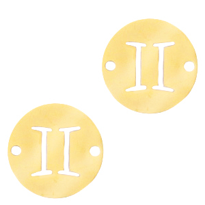 Colgantes / entrepieza de acero inox signo del zod&iacute;aco Geminis Dorado