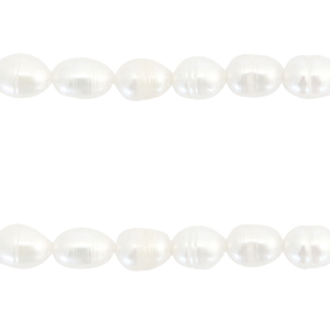 BQ Perlas de agua dulce grano de arroz 7x5mm Blanco natural