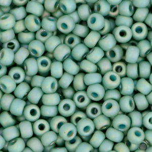 Rocalla Miyuki 8/0 Opaque glazed frosted rainbow celadon green 8-4701