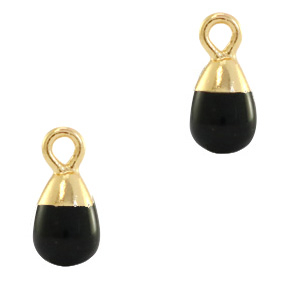 Colgantes de piedra natural Onyx gota Negro-dorado