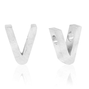 Abalorios Acero Inox letra V Plateado