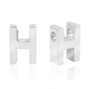 Abalorios Acero Inox letra H Plateado