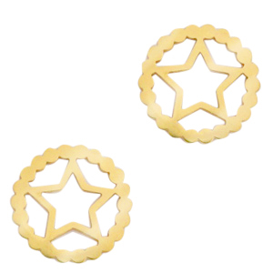 Colgantes/entrepieza Acero Inox estrella Dorado