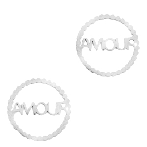 Colgantes/entrepieza Acero Inox "AMOUR" Plateado