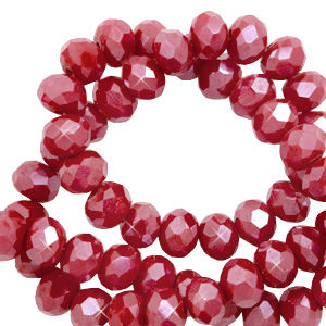 Abalorios faceteados disco 6x4 mm Rojo vivo-revestimiento pearl shine