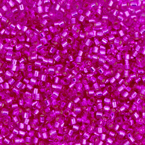 Abalorios Miyuki Delica's 11/0 Silverlined dyed fuchsia pink DB-1340