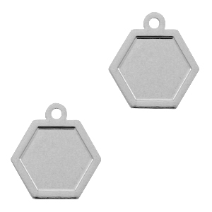 Colgantes bohemios hex&aacute;gono Plateado