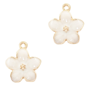 Colgantes met&aacute;licos Basic Quality flor Dorado-blanco
