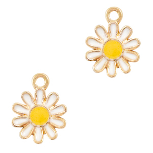 Colgantes met&aacute;licos Basic Quality flor Dorado-blanco