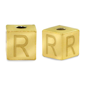 Abalorios Acero Inox letra R Dorado