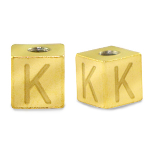 Abalorios Acero Inox letra K Dorado