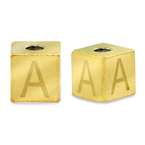 Abalorios Acero Inox letra A Dorado