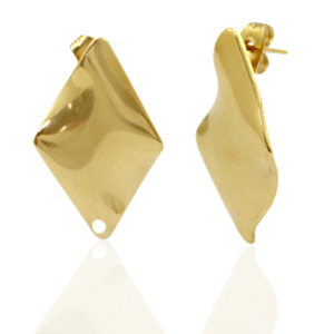 Pendientes Acero Inox rombo con anilla Dorado