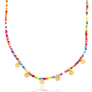 Cadenas acero inox rocallas y monedas Dorado-multicolor