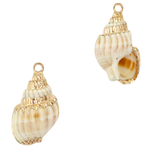 Colgantes concha especial Bocina Blanco cremoso-dorado