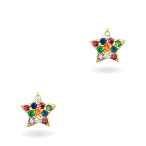 Elementos en lat&oacute;n con zirkonia arco&iacute;ris estrellita Dorado