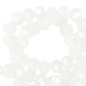 Abalorios faceteados disco 4x3 mm Blanco margarita-revestimiento pearl shine