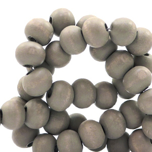 Abalorios de madera redondos 8 mm gris taupe