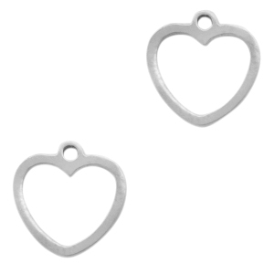 Colgantes acero inox coraz&oacute;n Plateado