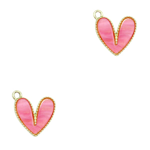 Colgantes de resina coraz&oacute;n Dorado-rosa