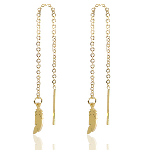Pendientes acero inox plumas Dorado