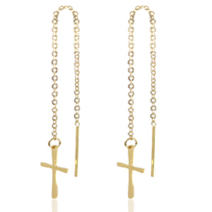 Pendientes acero inox cruz Dorado