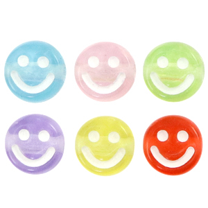Abalorios letras acr&iacute;licas smiley Multicolor transparente