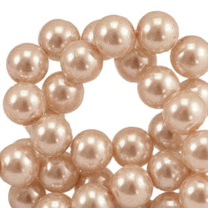 Perlas de cristal 6mm Crema de melocot&oacute;n