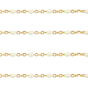 Fornituras Acero Inox cadena jasseron 1mm Blancuzco-dorado