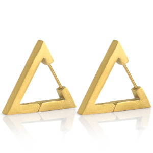Pendientes Acero Inox  tri&aacute;ngulo Dorado