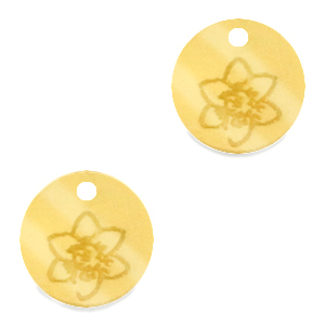 Colgantes Plexx 12mm Flor de nacimiento Diciembre-Narciso Dorado