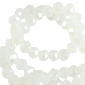 Abalorios faceteados disco 6x4 mm Cristal lechoso-revestimiento pearl shine