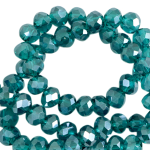 Abalorios faceteados disco 4x3mm Azul Danubio-revestimiento pearl shine