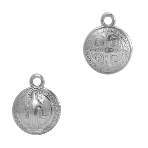 Colgantes met&aacute;licos DQ religiosa 12mm Plata vieja (sin n&iacute;quel)
