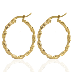 Pendientes Acero Inox Criolla 25mm twist Dorado