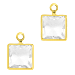 Colgantes de cristal cuadrado Cristal-dorado