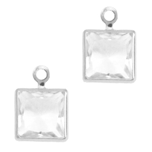 Colgantes de cristal cuadrado Cristal-plateado