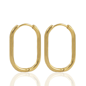 Pendientes Acero Inox criolla ovalado Dorado