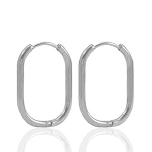 Pendientes Acero Inox criolla ovalado Plateado