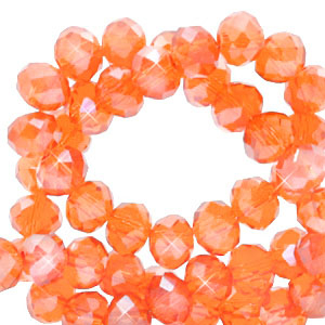 Abalorios faceteados disco 8x6 mm Naranja c&aacute;lida confortante-revestimiento pearl shine