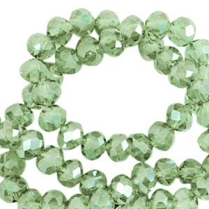 Abalorios faceteados disco 3x2mm Verde c&iacute;trico-revestimiento pearl shine
