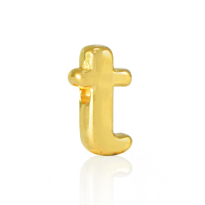 Abalorios letras met&aacute;licos DQ T Dorado (sin n&iacute;quel)