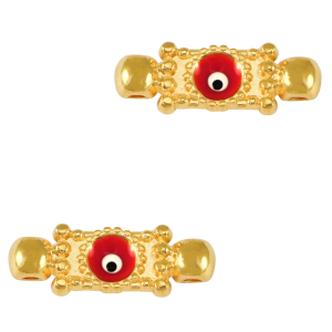 Colgantes met&aacute;licos DQ entrepieza ojo turco/nazar Dorado-rojo (sin n&iacute;quel)