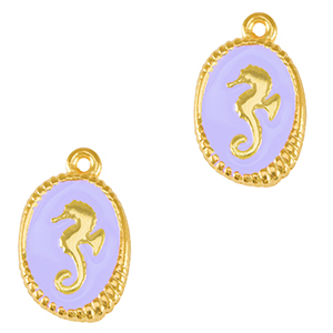 Colgantes met&aacute;licos DQ caballito de mar Dorado-p&uacute;rpura lavanda (sin n&iacute;quel)