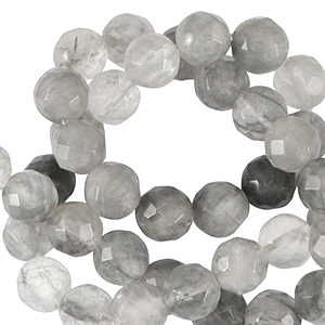 Piedras naturales 4mm faceteados Gris hielo