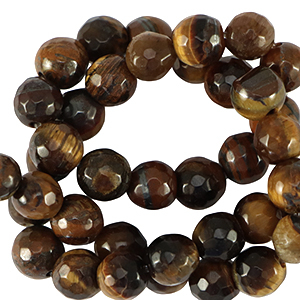 Piedras naturales Ojo de tigre 4mm faceteados Marr&oacute;n dorado