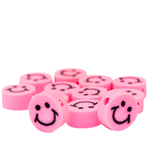 Abalorios de pol&iacute;meros smiley Rosa