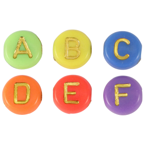 Abalorios letras acr&iacute;licas Multicolor