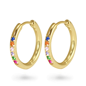 Pendientes Acero Inox criolla zirc&oacute;n 17mm Dorado
