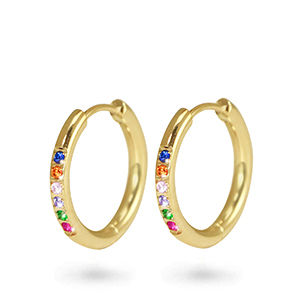 Pendientes Acero Inox criolla zirc&oacute;n 11mm Dorado
